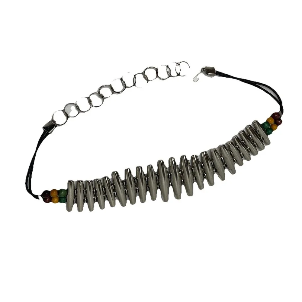 Silver Oval Points Beaded Women's Belt 37